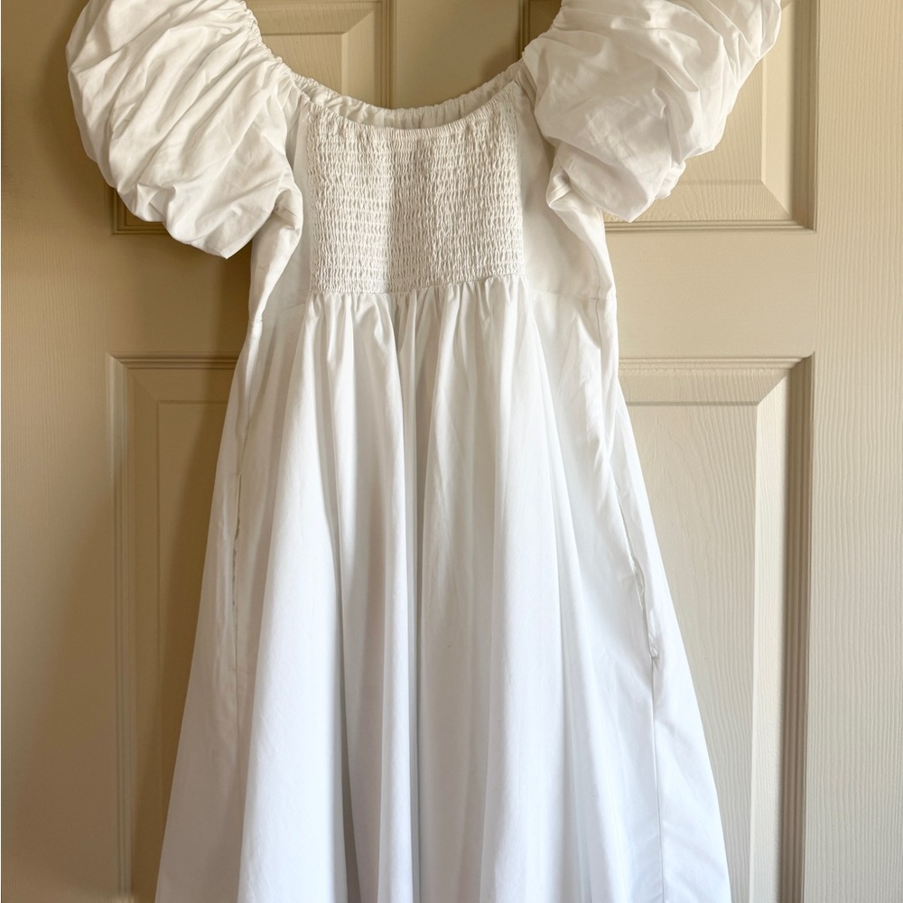 White Puff Sleeve Abercrombie Mini Dress Sz M - Picture 3 of 5